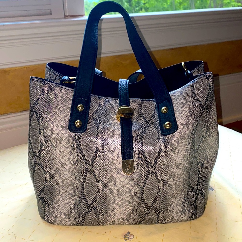 Charming Charlie Python Print Handbag With Remova… - image 1